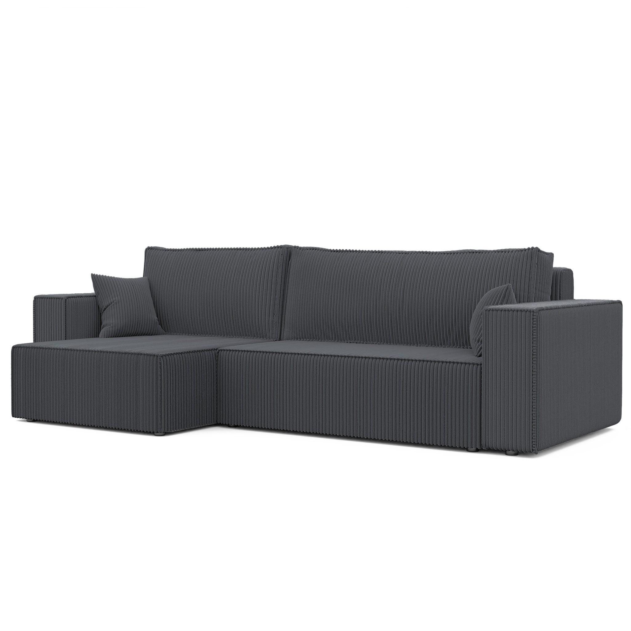 ECKSOFA Adara Max Mit Schlaffunktion - Dunkelgrau, Holzwerkstoff/Textil (276/145cm) - Fun Möbel