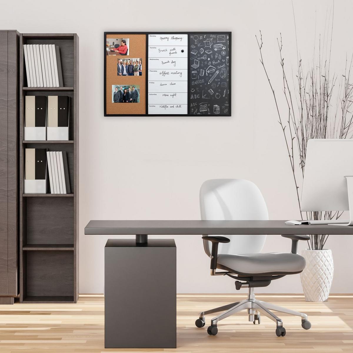 MAGNETTAFEL 3in1 Kreidetafel Whiteboard Pinnwand - Multicolor, Holzwerkstoff (40/1.5/60cm) - Intirilife