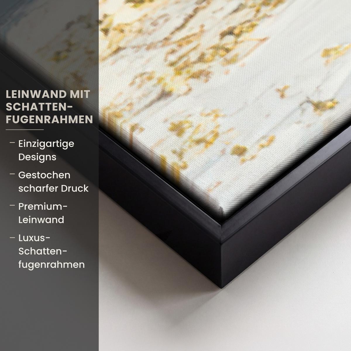 LEINWAND Bilder mit Rahmen - Baum - Winter - Baum des Lebens - Modern - Gold - 80x120 - Goldfarben, Textil (80/120cm) - MuchoWow
