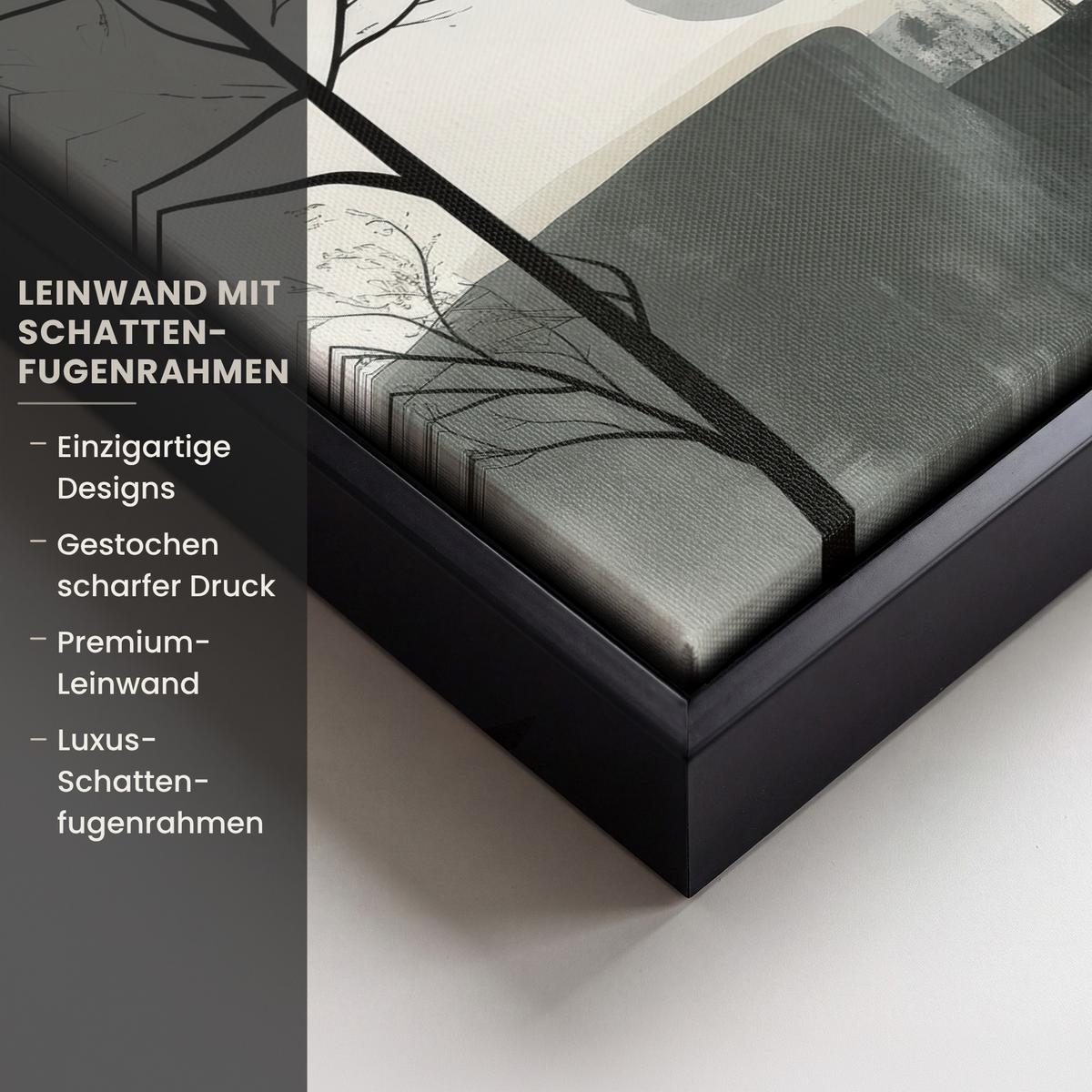 LEINWAND Bilder mit Rahmen - Wabi sabi - Beige - Pflanze - 30x20 - Sandfarben, Textil (30/20cm) - MuchoWow