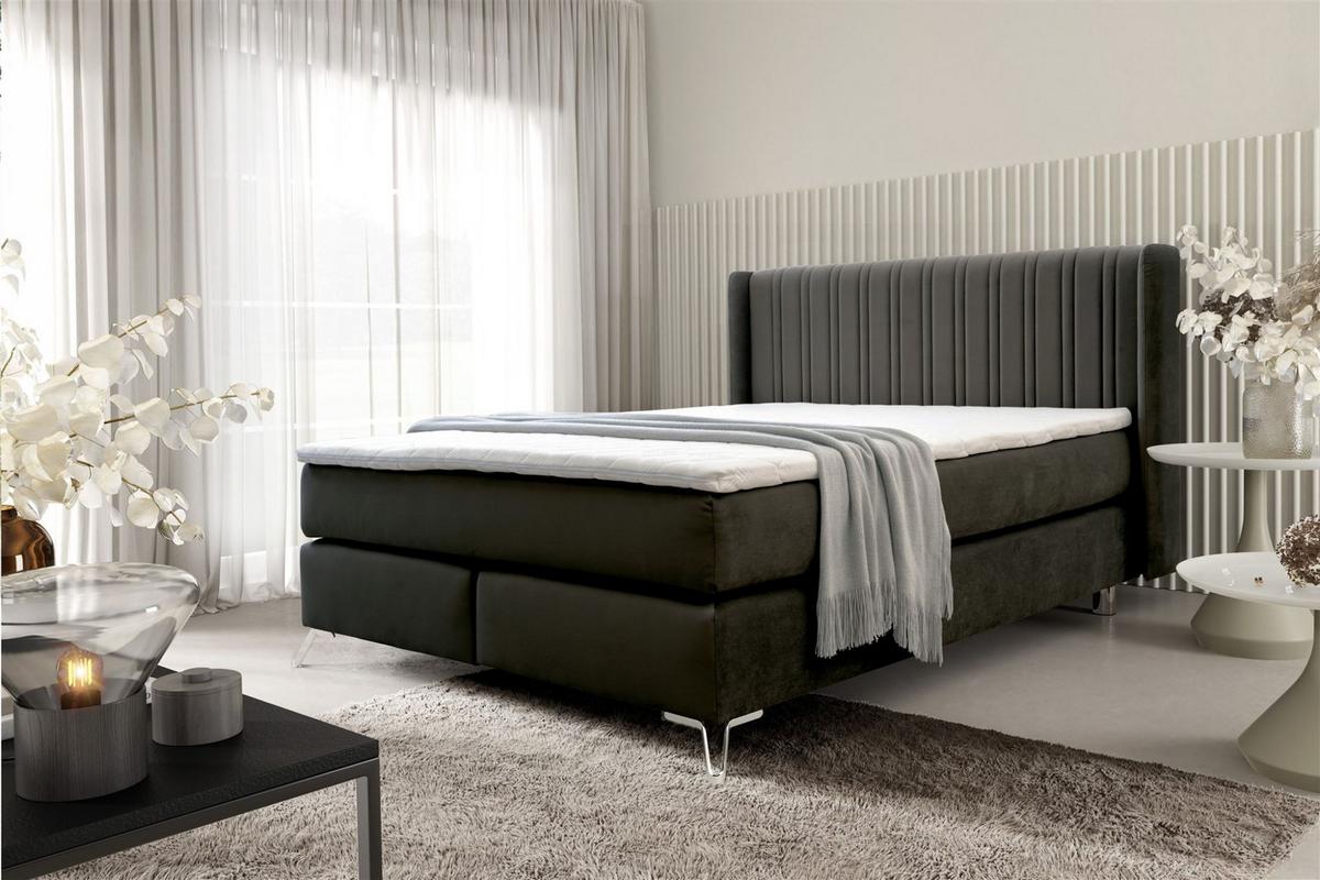 BOXSPRINGBETT Agnus - Schwarz, Holzwerkstoff/Textil (140/200cm) - Fun Möbel