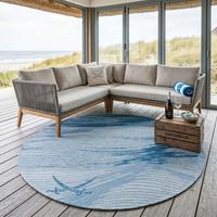 FLACHWEBTEPPICH Keitum 100x100 cm - Blau, Textil (100/100cm) - Sansibar SYLT