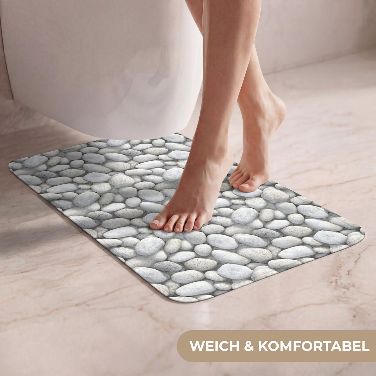 WC-VORLEGER Steine - Grau - Oval WC Teppich 40x60 cm - Hellgrau, Textil (40/1cm) - OnlyWow
