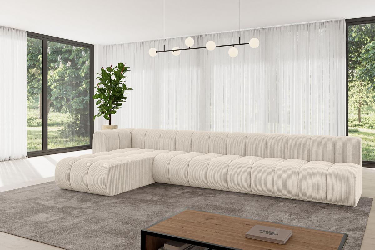 ECKSOFA modulares Sofa Darnel-L3 - 387x177x70 cm Beige - Beige, Holzwerkstoff/Textil (387/177cm) - ALTDECOR
