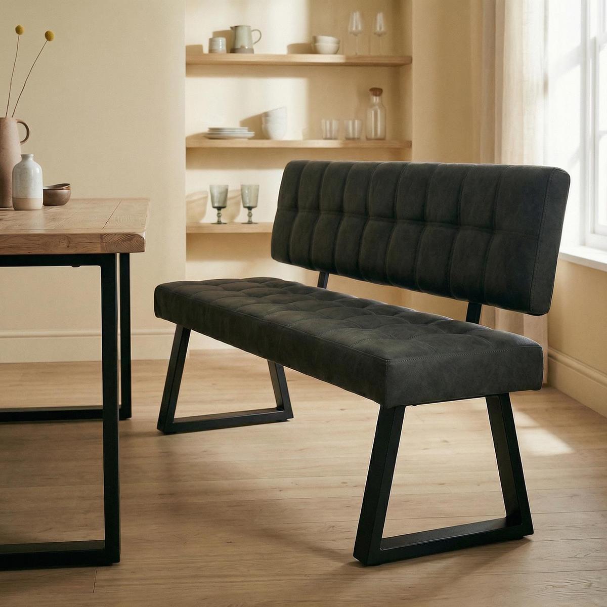 ESSZIMMERBANK KORSI schwarz - Schwarz, Textil/Metall (140/87/56cm) - IDIMEX