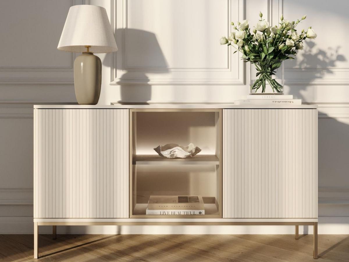 KOMMODE Kaschmir 154/83/39 cm Deo - Kaschmir/Champagner, Glas/Naturmaterialien (154/83/39cm) - Graingold