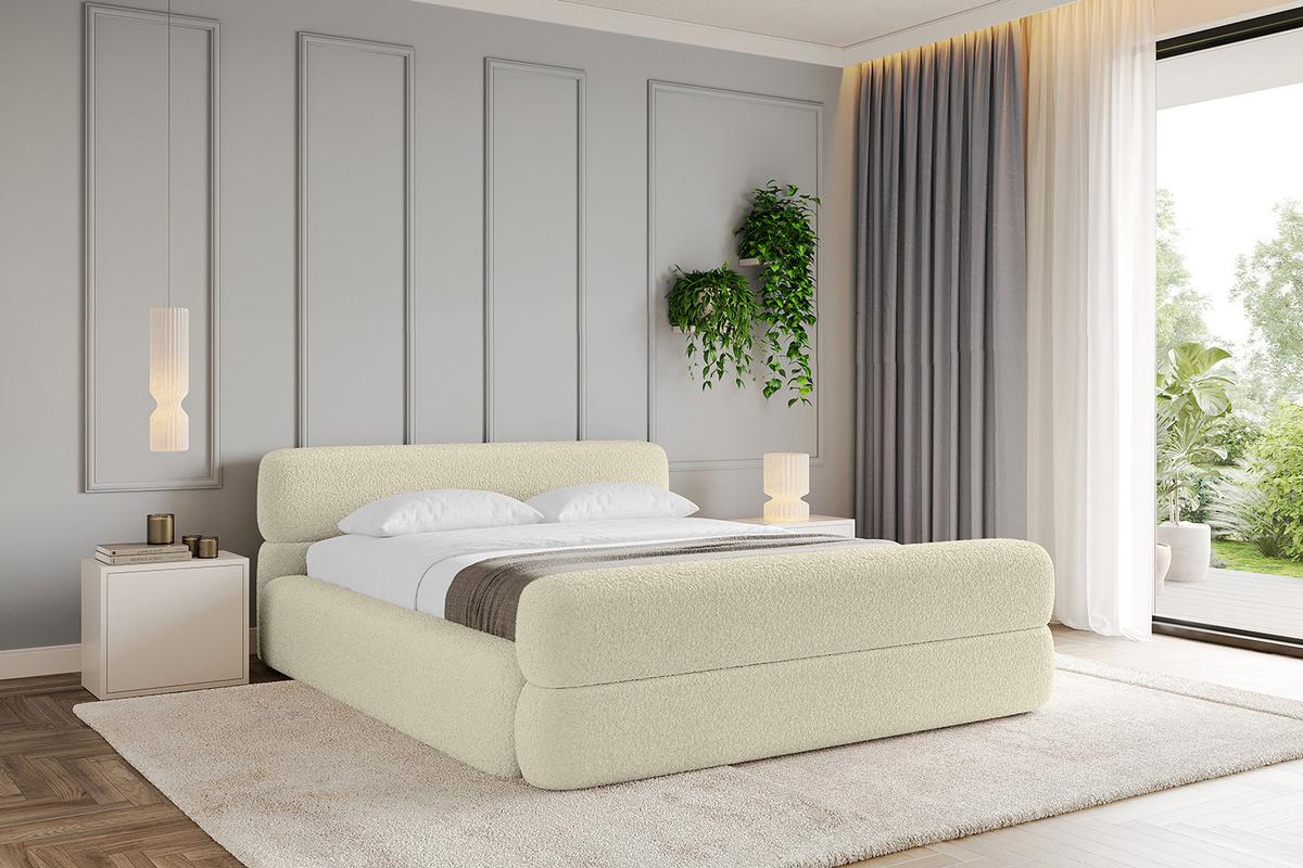 POLSTERBETT mit Bettkasten, Fußteil und Lattenrost, Boxbett mit Matratze H3/H4 - ENORA-Z-V1 180x200 Beige - Taupe, Holzwerkstoff/Textil (180/200cm) - ALTDECOR