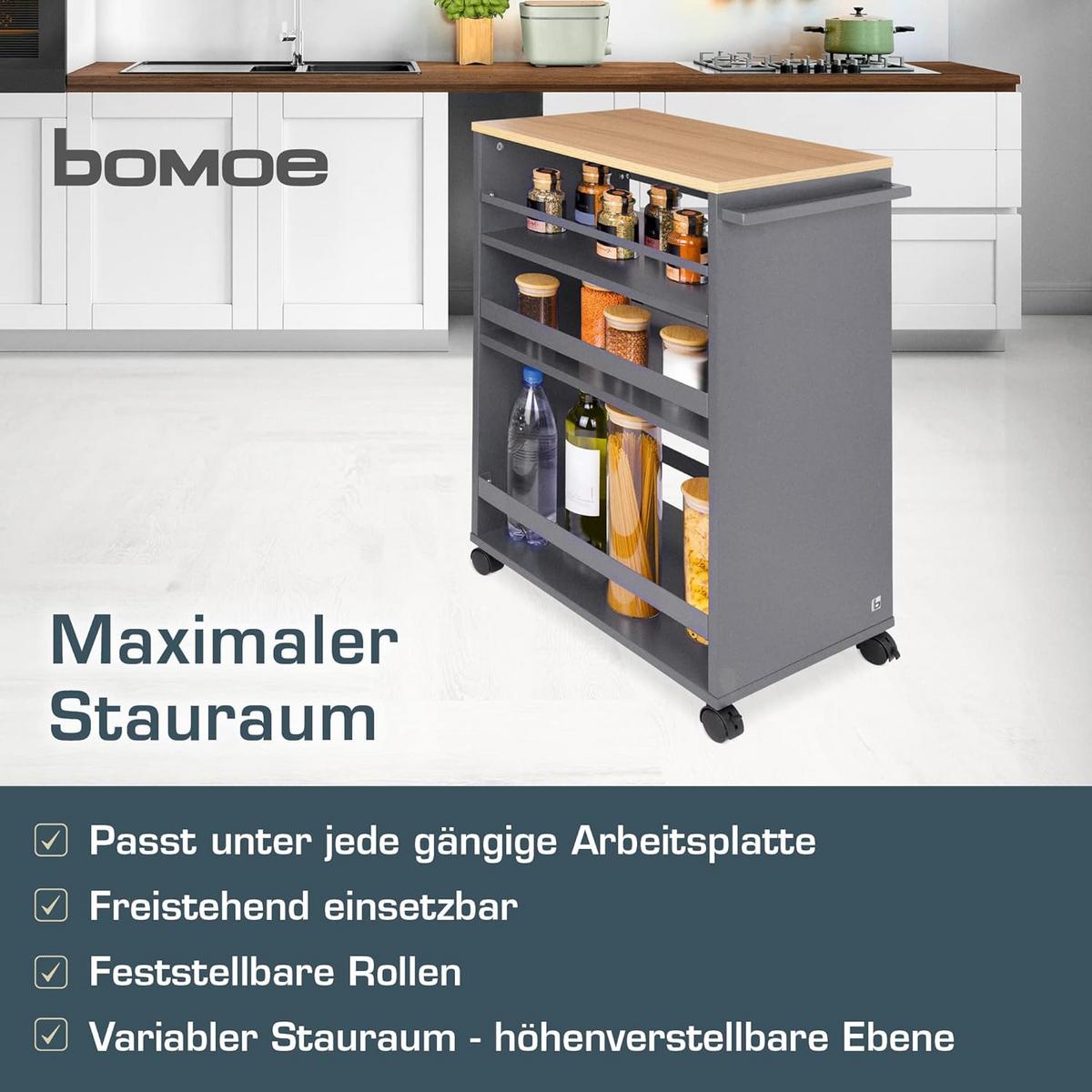 UNIVERSALWAGEN Bengt Anthrazit-Eiche - Anthrazit/Multicolor, Naturmaterialien/Metall (38/79/50cm) - BoMoe