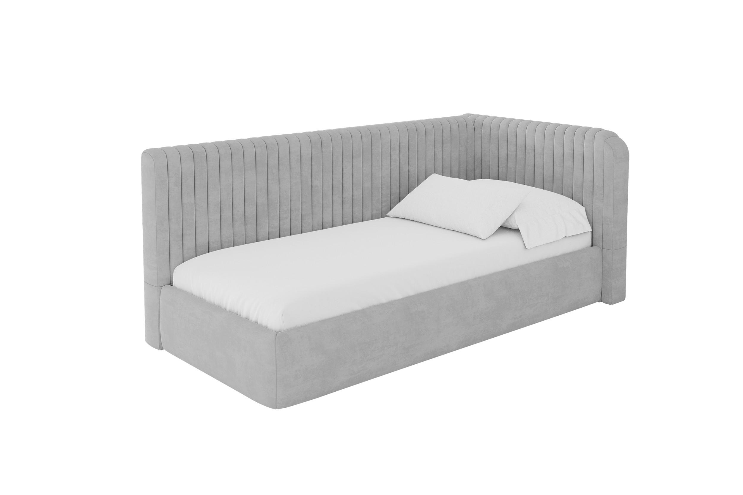 EINZELLBETT Jugendbett mit Bettkasten und Matratze H3/H4, Links - AURY 100x200 Grau - Hellgrau, Holzwerkstoff/Textil (100/200cm) - ALTDECOR