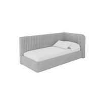 EINZELLBETT Jugendbett mit Bettkasten und Matratze H3/H4, Links - AURY 90x200 Grau - Hellgrau, Holzwerkstoff/Textil (90/200cm) - ALTDECOR