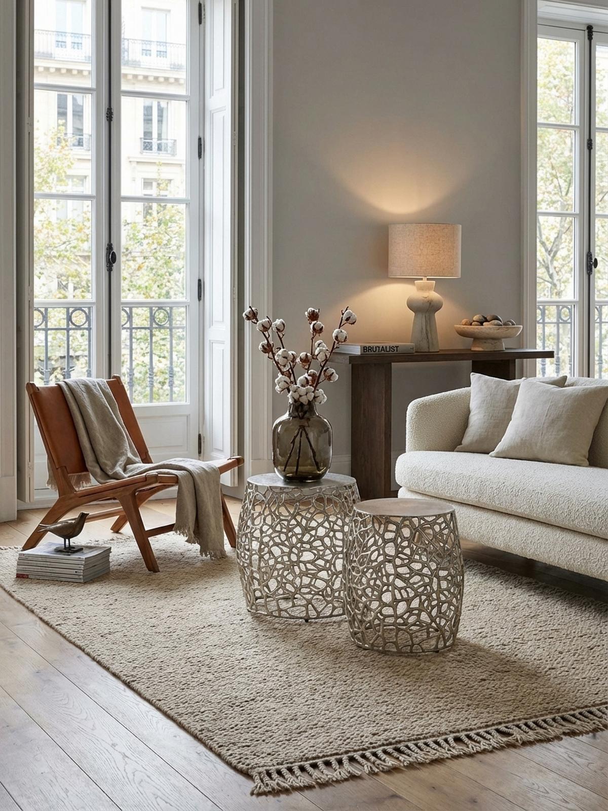 BEISTELLTISCH Set – Silber Aluminium Aststruktur vielseitig einsetzbar - Silberfarben, Metall (46/46/42cm) - KADIMA DESIGN