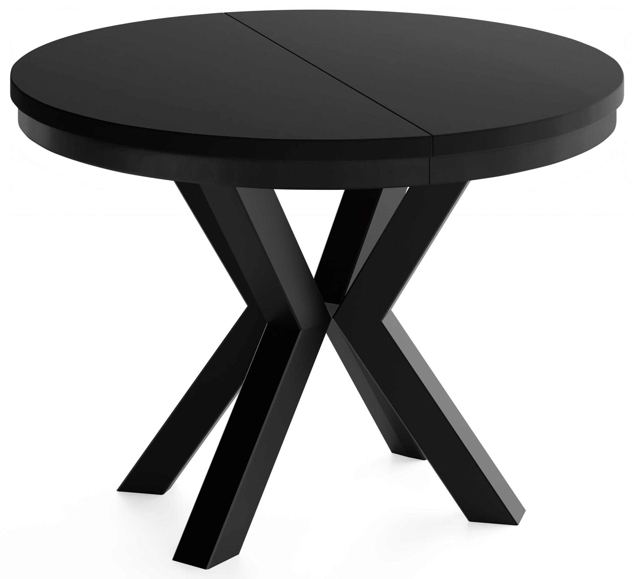 ESSTISCH Clara runder ausziehbarer, Schwarz 100-180/100/76 cm - Schwarz, Holzwerkstoff/Metall (100/180/76cm) - WFL GROUP