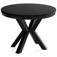 ESSTISCH Clara runder ausziehbarer, Schwarz 120-200/120/76 cm - Schwarz, Holzwerkstoff/Metall (120/200/76cm) - WFL GROUP