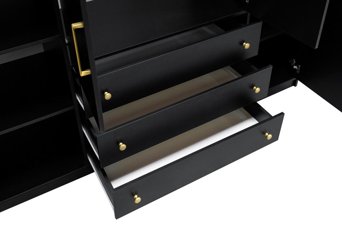 DREHTÜRENSCHRANK IRELIA 196/200/57,5 cm 4-türig Schwarz - Schwarz, Holzwerkstoff (196/200/57.5cm) - MASSENO