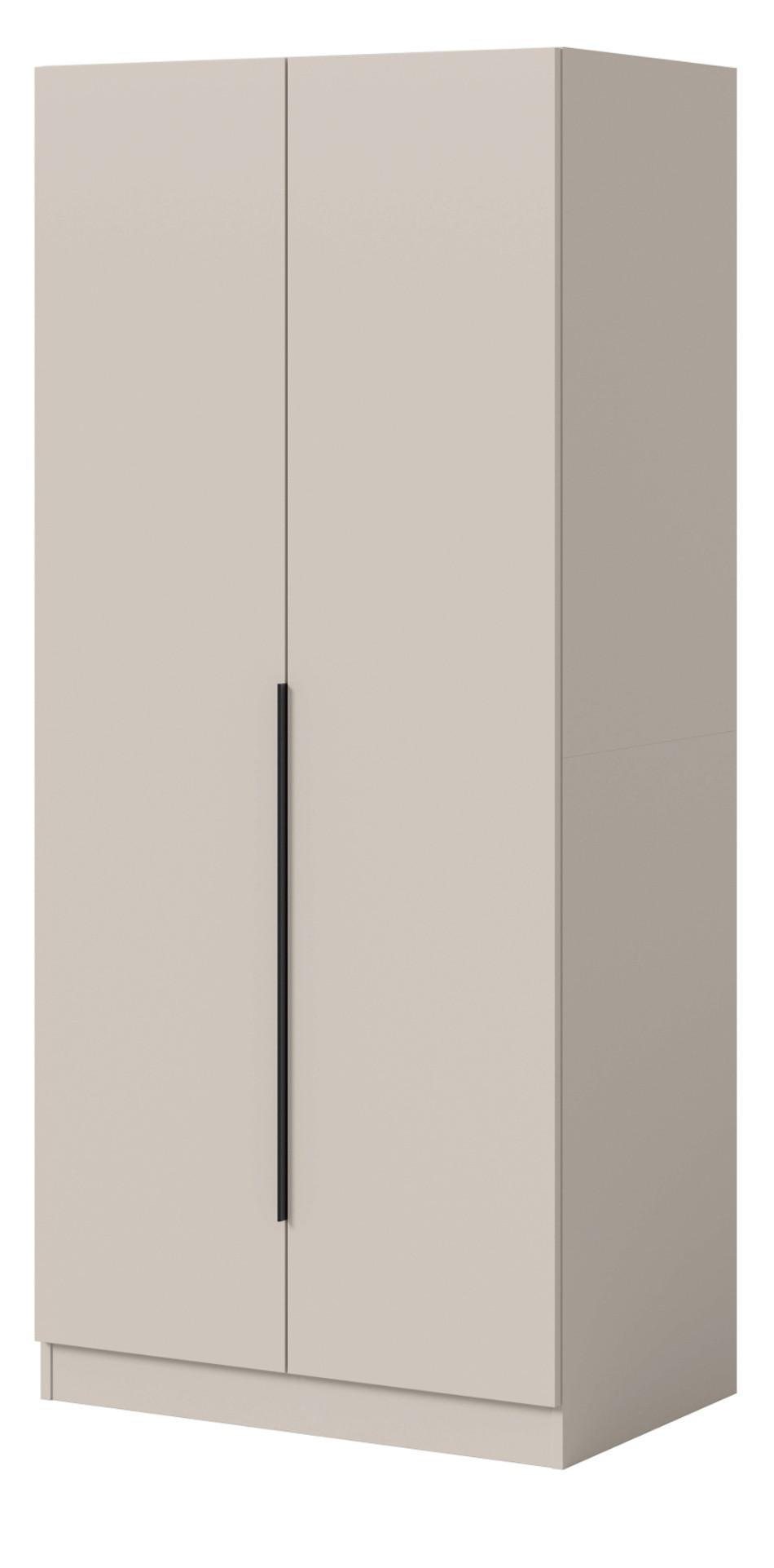KLEIDERSCHRANK kaschmir 80 x 181 cm, Drehtürenschrank 2-türig mit Einlegeböden - Kaschmir/Schwarz, Holzwerkstoff/Kunststoff (80/181/52cm) - Inn.Furn