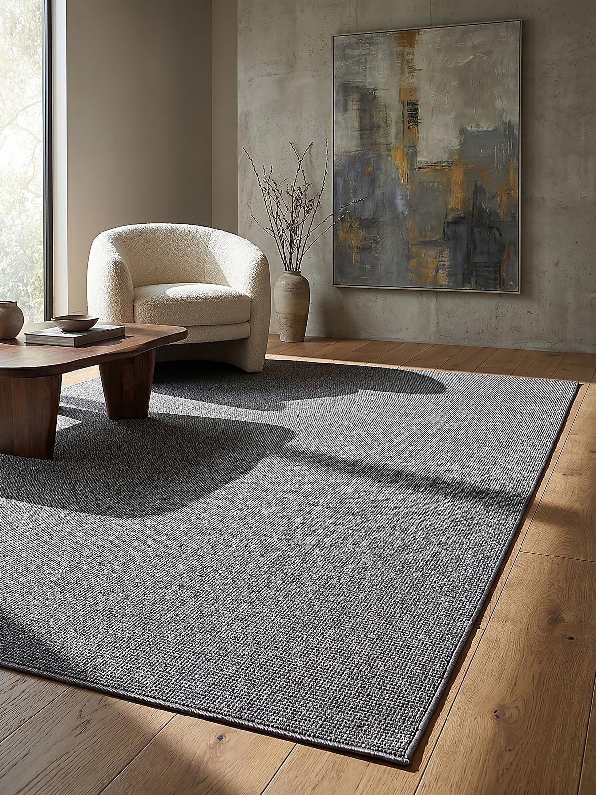 TEPPICH Niederflor Uni COLFOSCO Polypropylen Beige 133 x 133 cm - Anthrazit, Textil (133/170cm) - KADIMA DESIGN