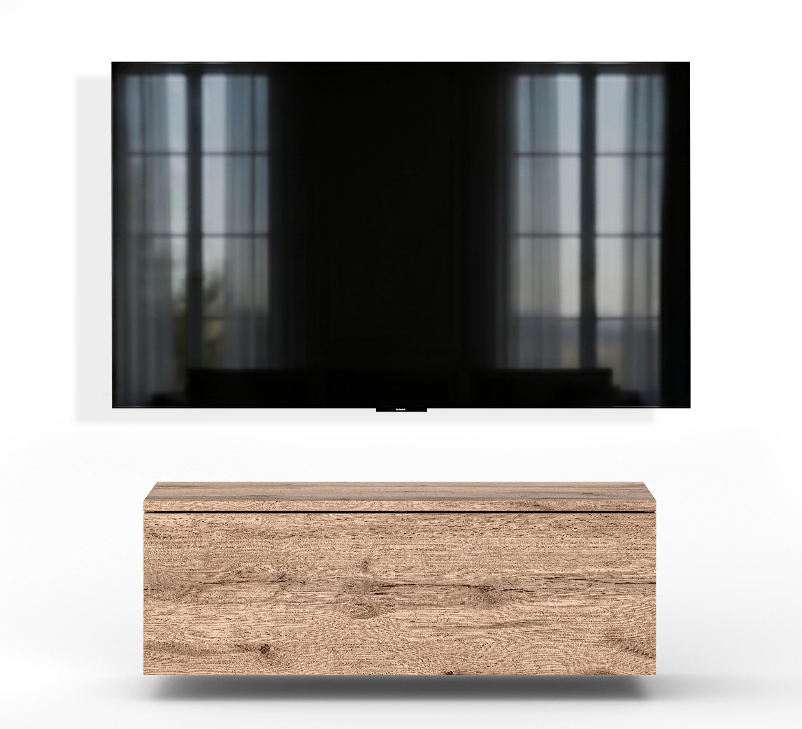 LOWBOARD Barvo 100 Eiche Wotan 100/34/32 cm – hängendes TV-Board - Braun, Holzwerkstoff (100/34/32cm) - AX Living