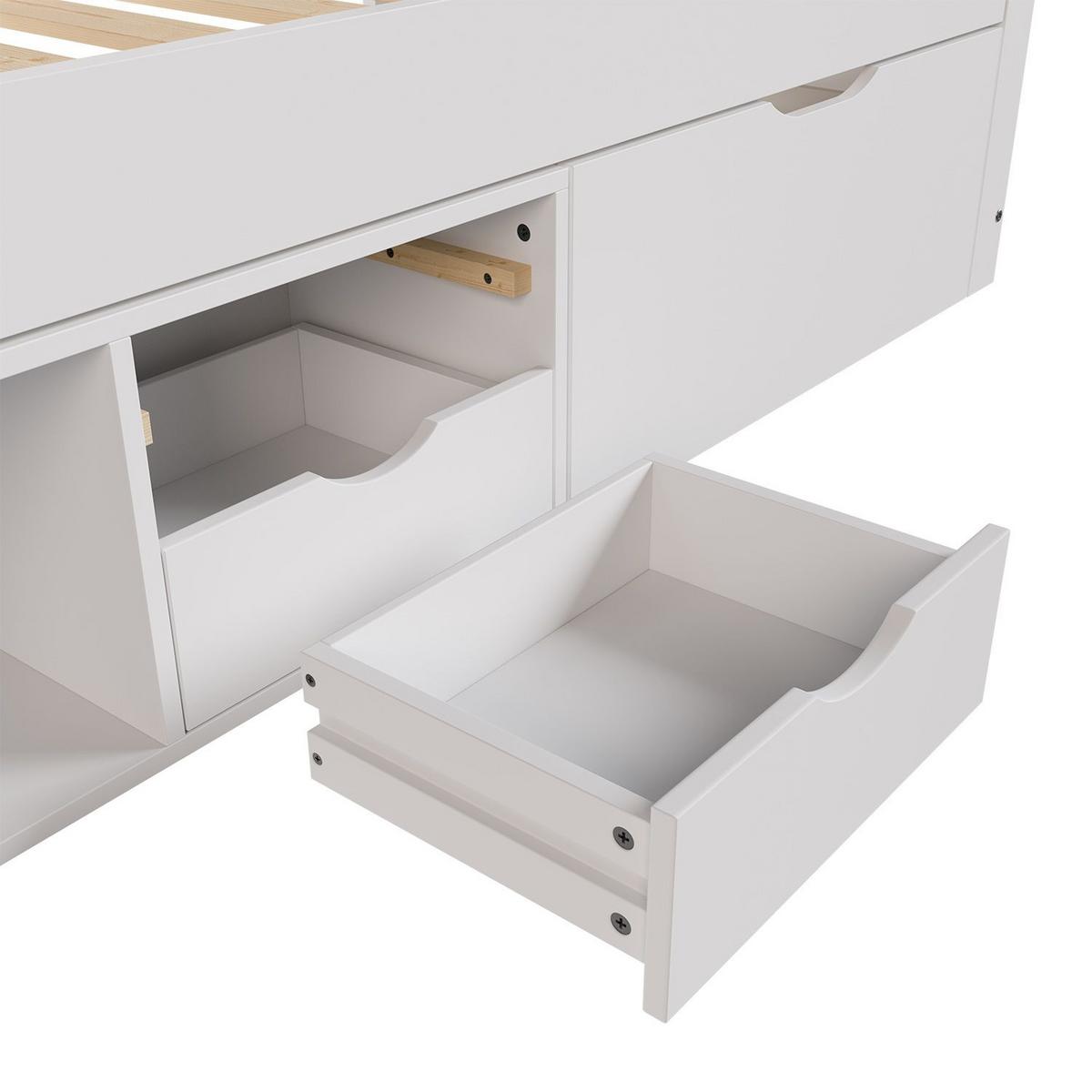 KINDER-FUNKTIONSBETT Nalu weiß 90x200 cm - Weiß, Holz (90/200cm) - Juskys