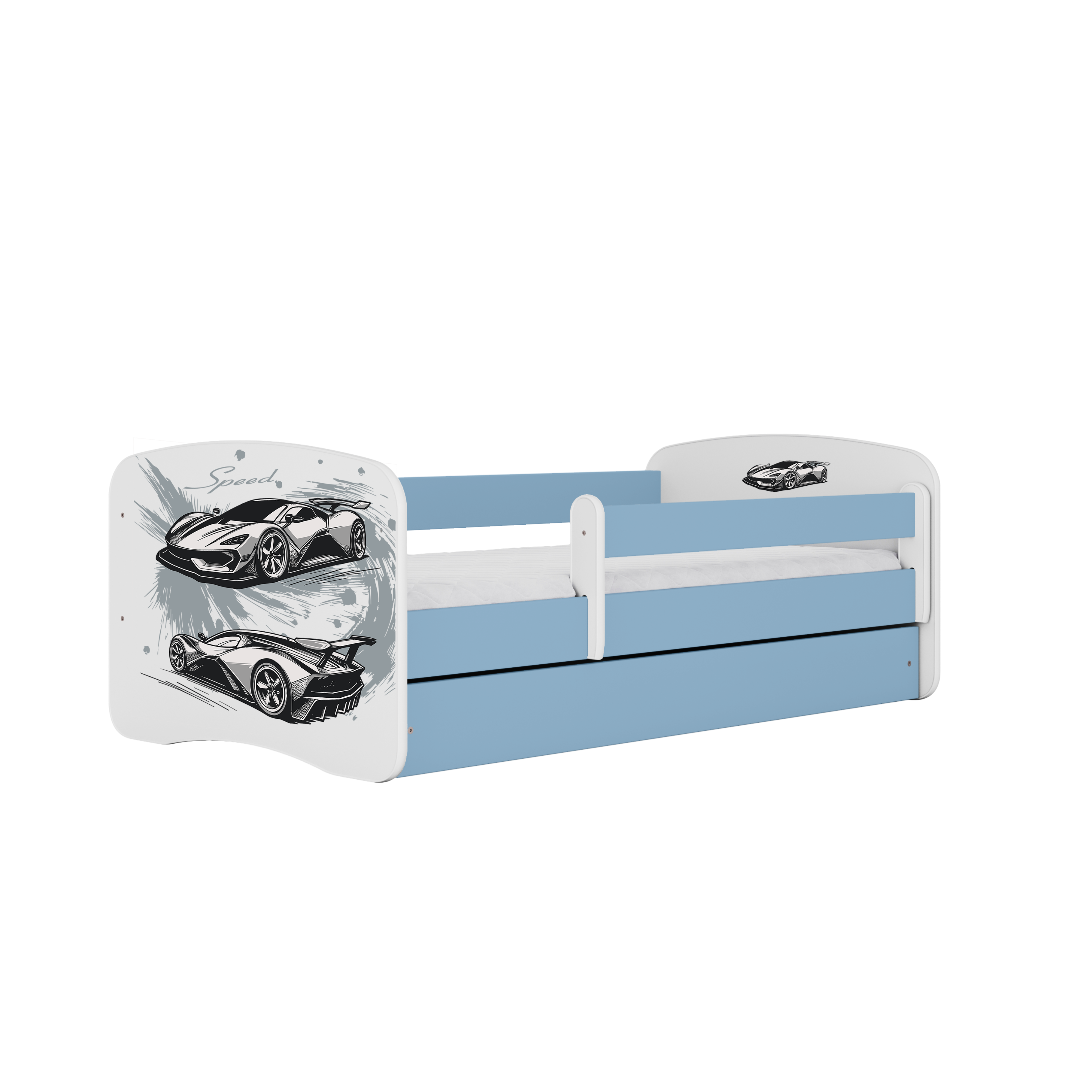 KINDERBETT Sportwagen mit Schublade 160/80 90/61/164 - Blau, Holzwerkstoff (80/160cm) - RAUMHIRSCH FURNITURE