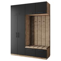 GARDEROBENSCHRANK REMA 180/240/60 cm Modern Garderobe-Set Eiche Lefkas - Eichefarben/Schwarz, Holzwerkstoff (180/240/60cm) - MASSENO