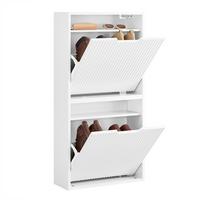 SCHUHSCHRANK Schmal, Schuhkipper Weiß 50x100x19cm - Weiß, Holzwerkstoff (50/100/19cm) - SoBuy