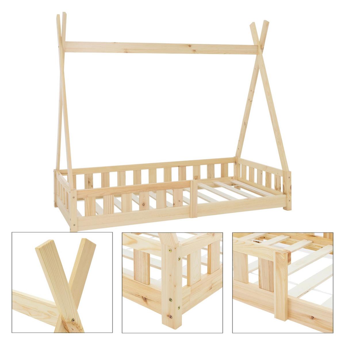 KINDERBETT Tipi 80x160 cm Natur - Naturfarben, Holz (80/160cm) - ML-DESIGN