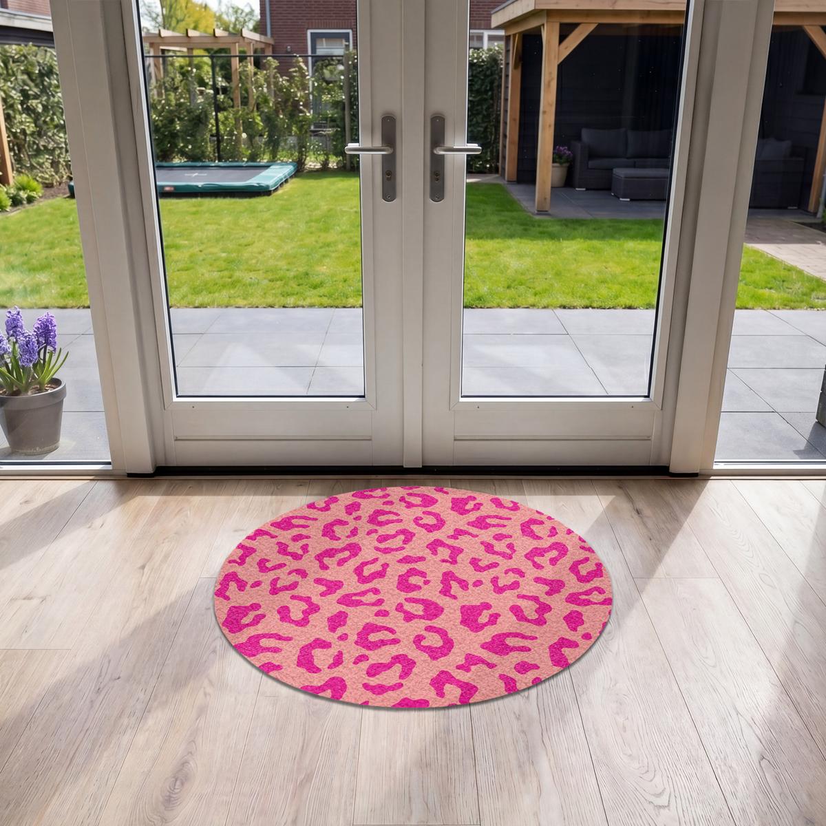 FUSSMATTE Pantherdruck - Rosa - Tierdruck - Minimalistisch Sauberlaufmatte 90x90 cm - Pink, Kunststoff (90/90cm) - MuchoWow