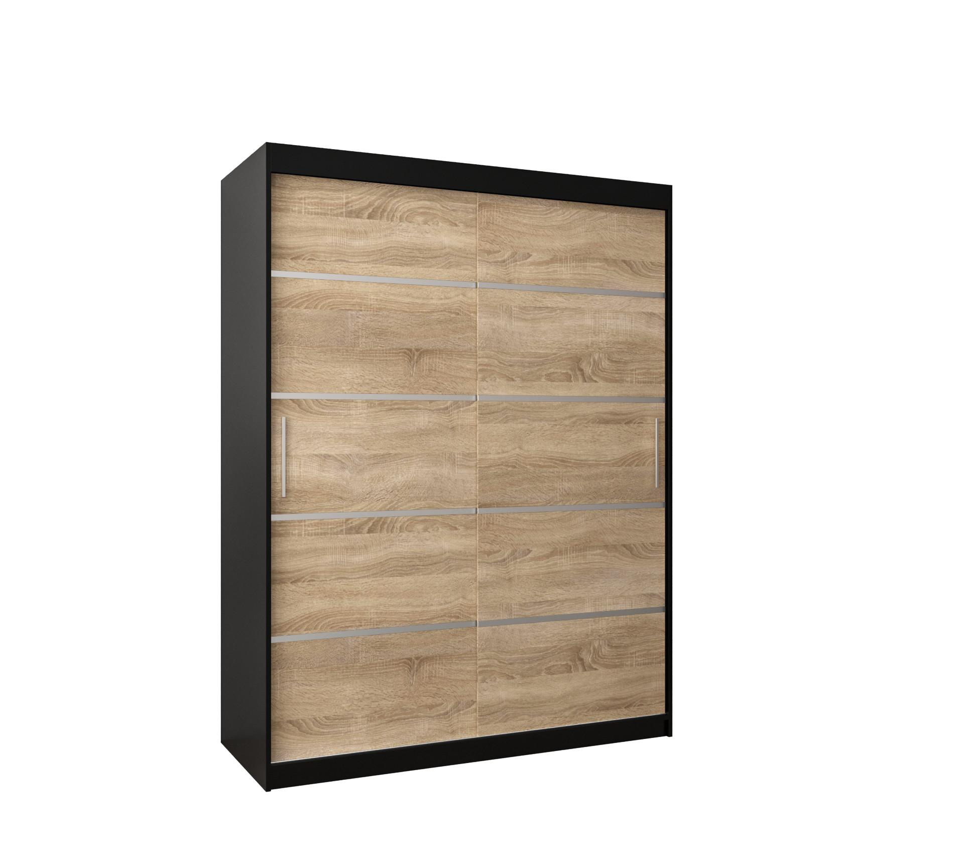 SCHWEBETÜRENSCHRANK 200/150/62 2-türig - Silberfarben/Weiß, Holz/Kunststoff (150/200/62cm) - MÖBEL KRYSPOL
