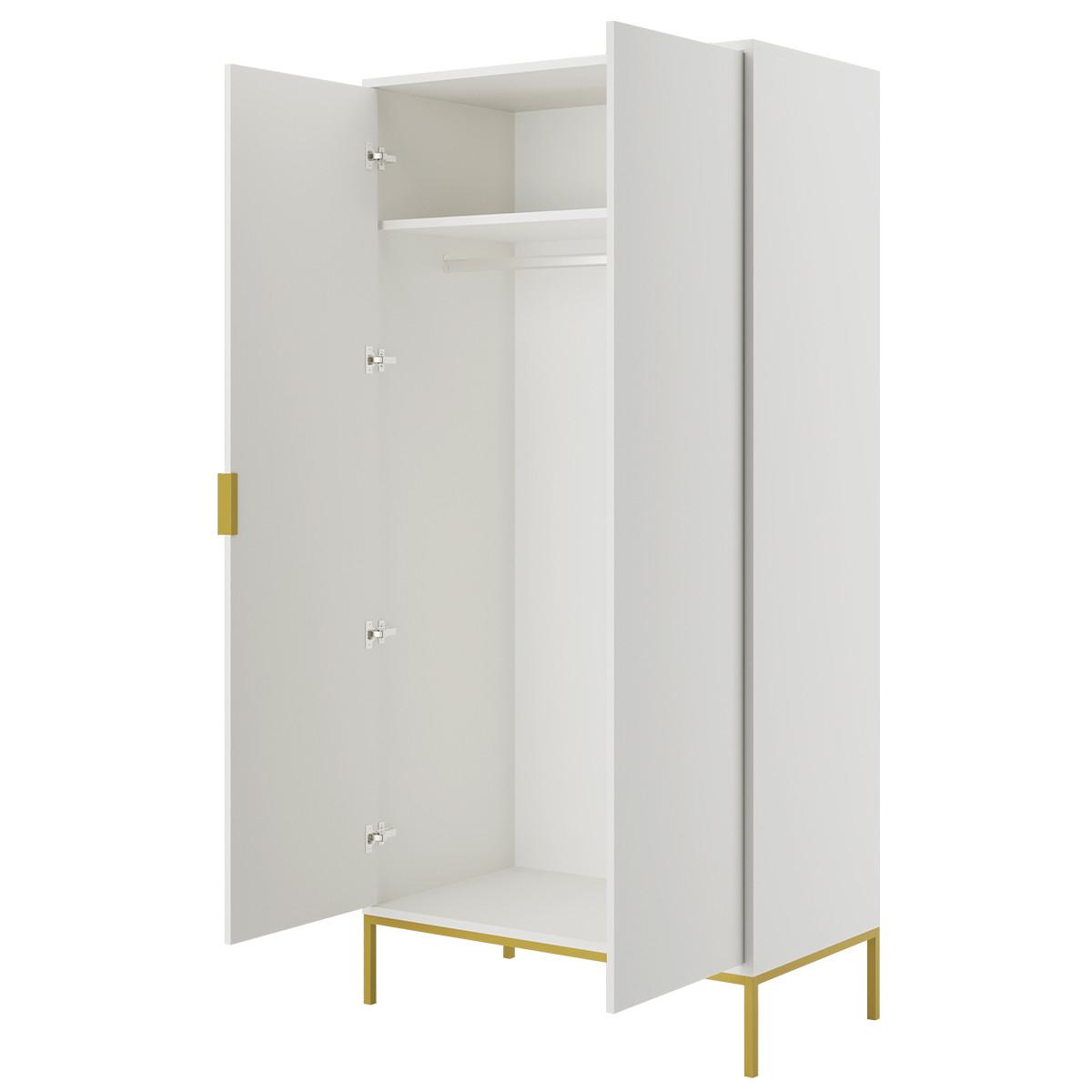 SCHRANK 2 Türen Seattle Weiß - Goldfarben/Weiß, Holzwerkstoff (100/205.4/55cm) - Petits-meubles
