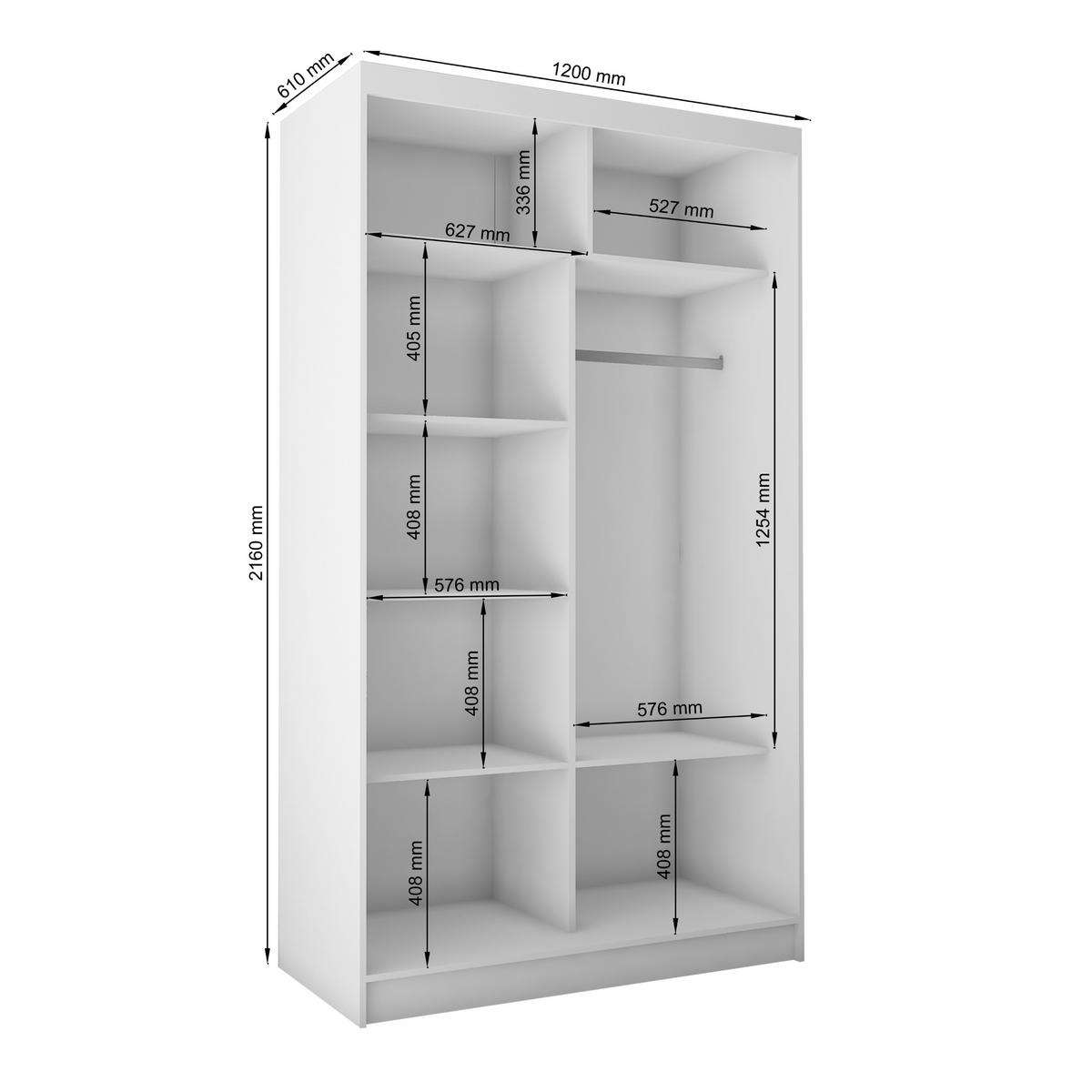 SCHWEBETÜRENSCHRANK FIORELLA 120/216/61 cm 2-türig mit Spiegel Wengefarben - Wengefarben, Holzwerkstoff (120/216/61cm) - MASSENO