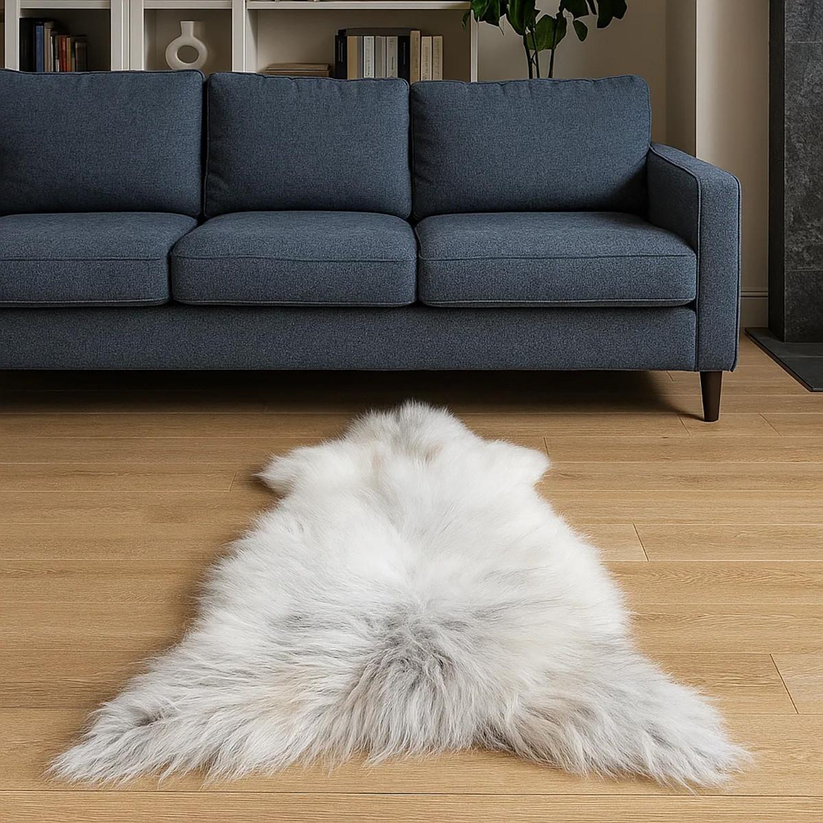LAMMFELL Schnuckenfell Naturfarbe Langwolle Schwedisch ca. 120 cm - Weiß/Braun, Fell (60/120cm) - Provellus