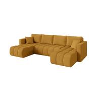 WOHNLANDSCHAFT mit Schlaffunktion und Bettkasten GARD-U 300x146x85 Senfgelb Cord - Dunkelgelb/Schwarz, Holzwerkstoff/Kunststoff (300/85/146cm) - ALTDECOR
