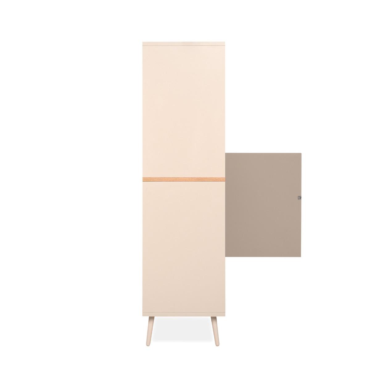 SIDEBOARD hoch mit 2 Türen, 6 Nischen, Dekor in Sand und Eiche, handwerklich gefertigt 37,5/90/140 cm - Beige, Holzwerkstoff (37.5/140/90cm) - Calicosy