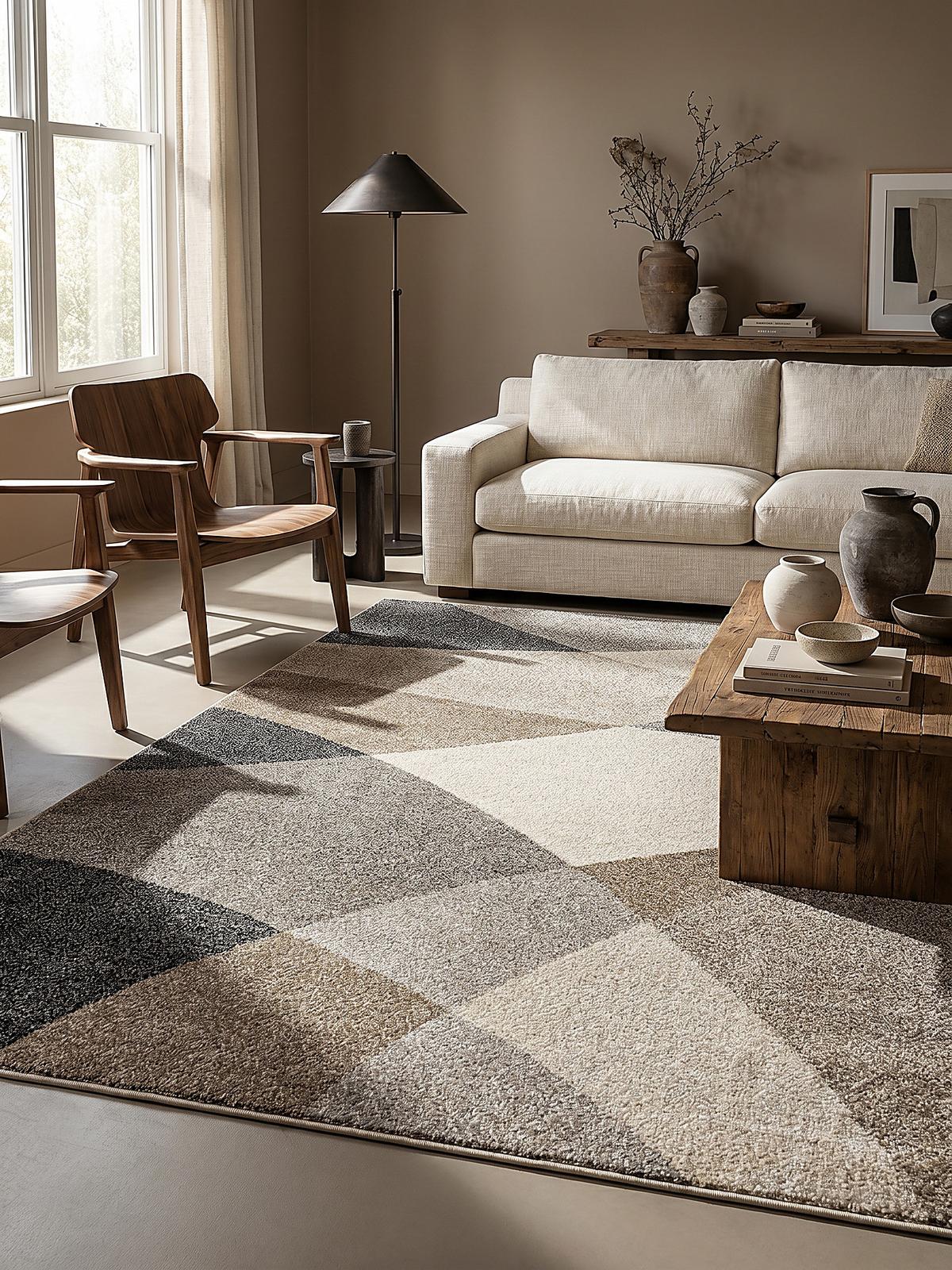 TEPPICH Niederflor Abstrakt THUR Polypropylen Grau 80 x 140 cm - Beige, Textil (80/140cm) - KADIMA DESIGN