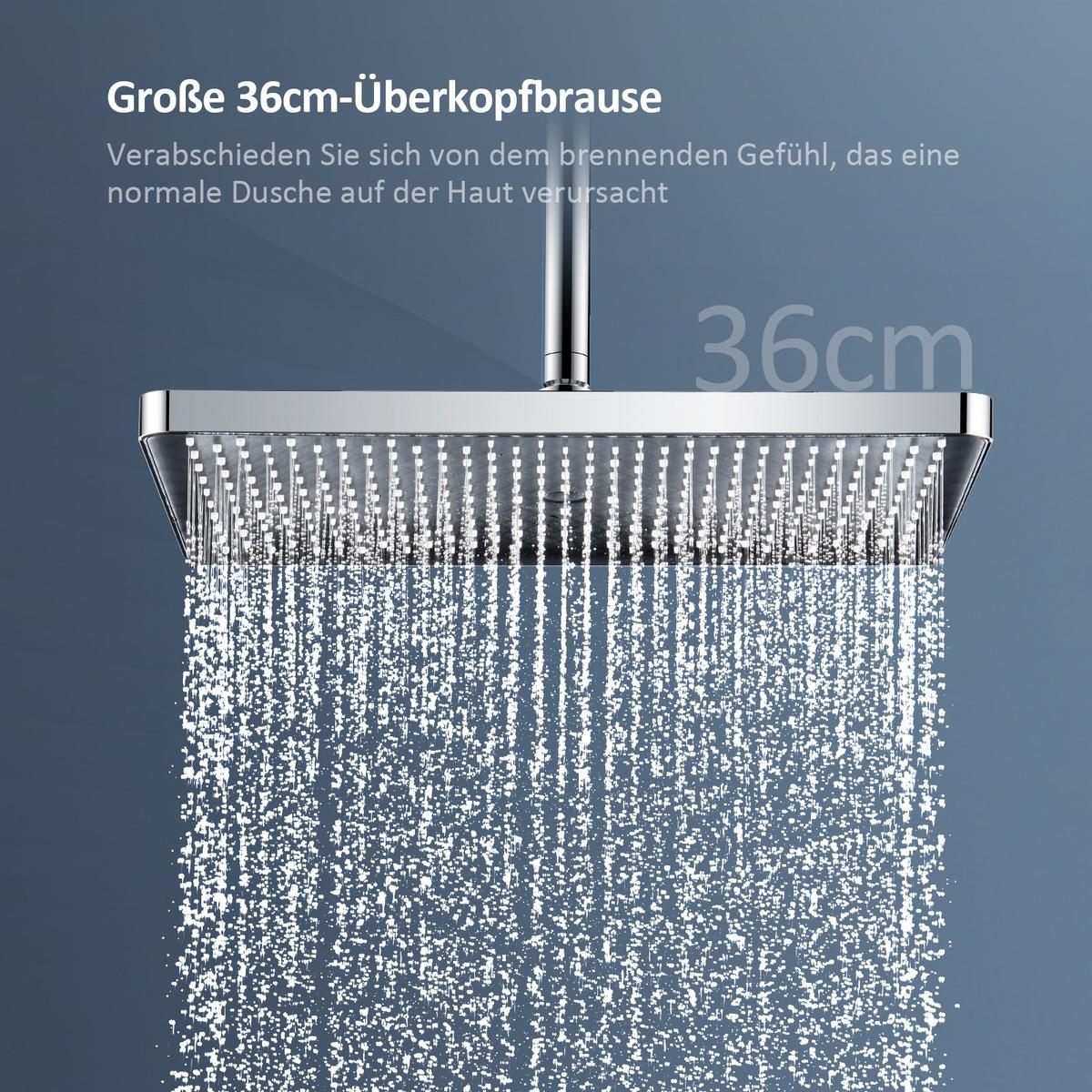ÜBERKOPFBRAUSESET mit Drei Wasserauslassmethoden Thermostat mit Ablage Chrom - Chromfarben, Metall (44.5/127/45cm) - EMKE