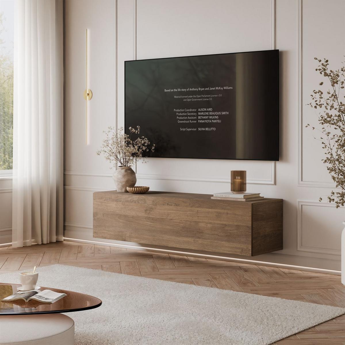HÄNGENDER TV-Unit COLGANTE NUSSBAUM 150 cm LED - Nussbaumfarben, Holzwerkstoff (150/36/40cm) - Lookway