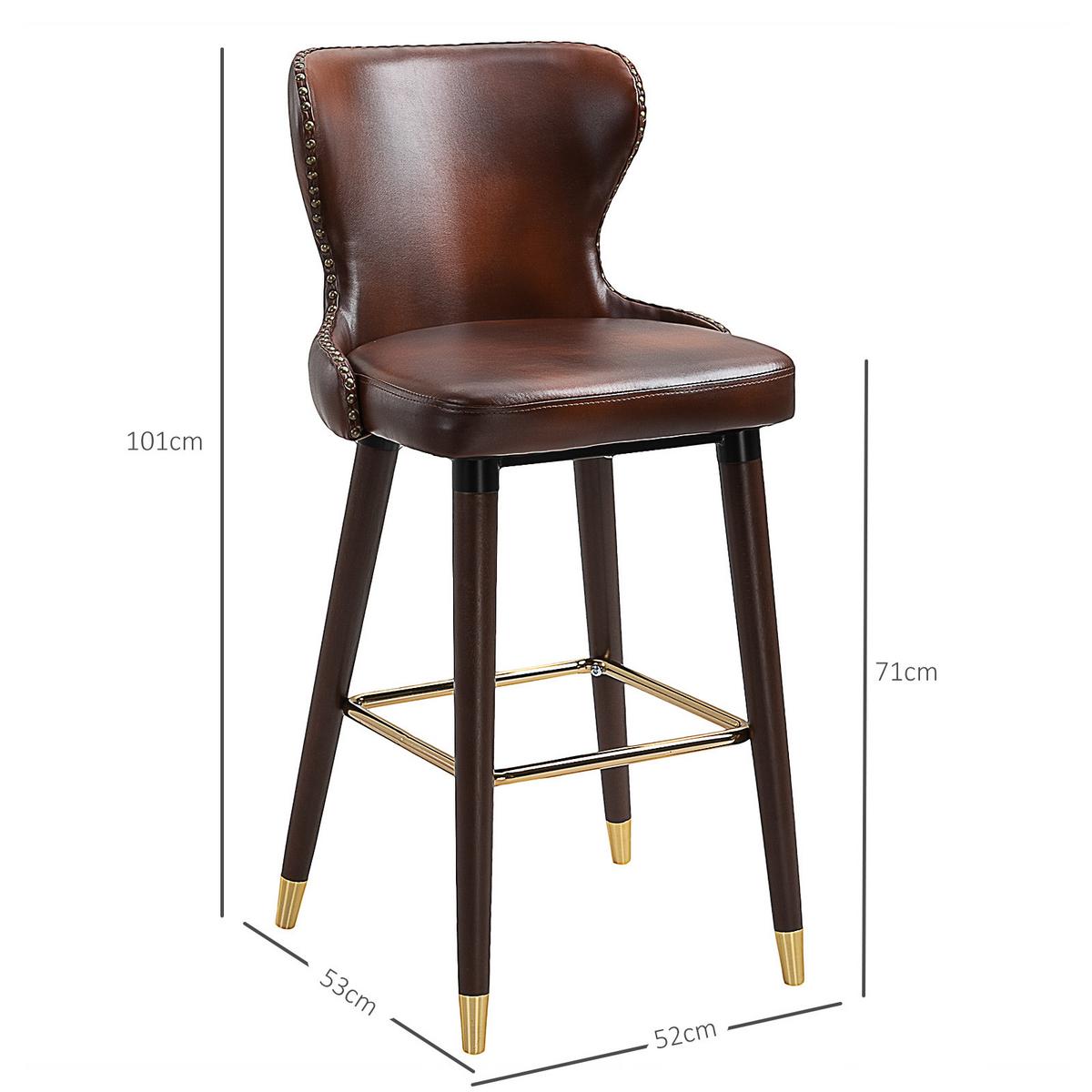 BARHOCKER, Holz, Metall Kunstleder Braun - Braun, Holz (53/101/52cm) - HOMCOM