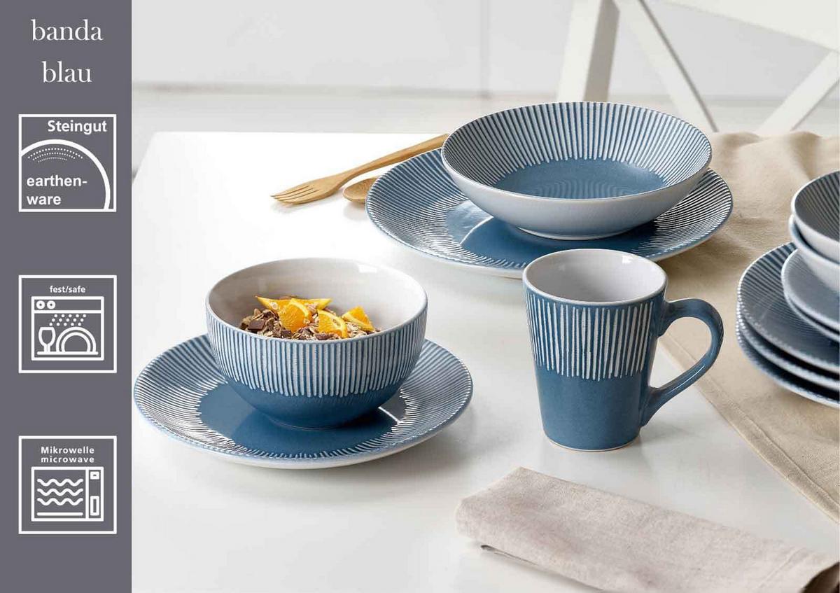 FRÜHSTÜCKS-SET Banda Blau 18-tlg. - Blau, Keramik (2/2/2cm) - Ritzenhoff Breker