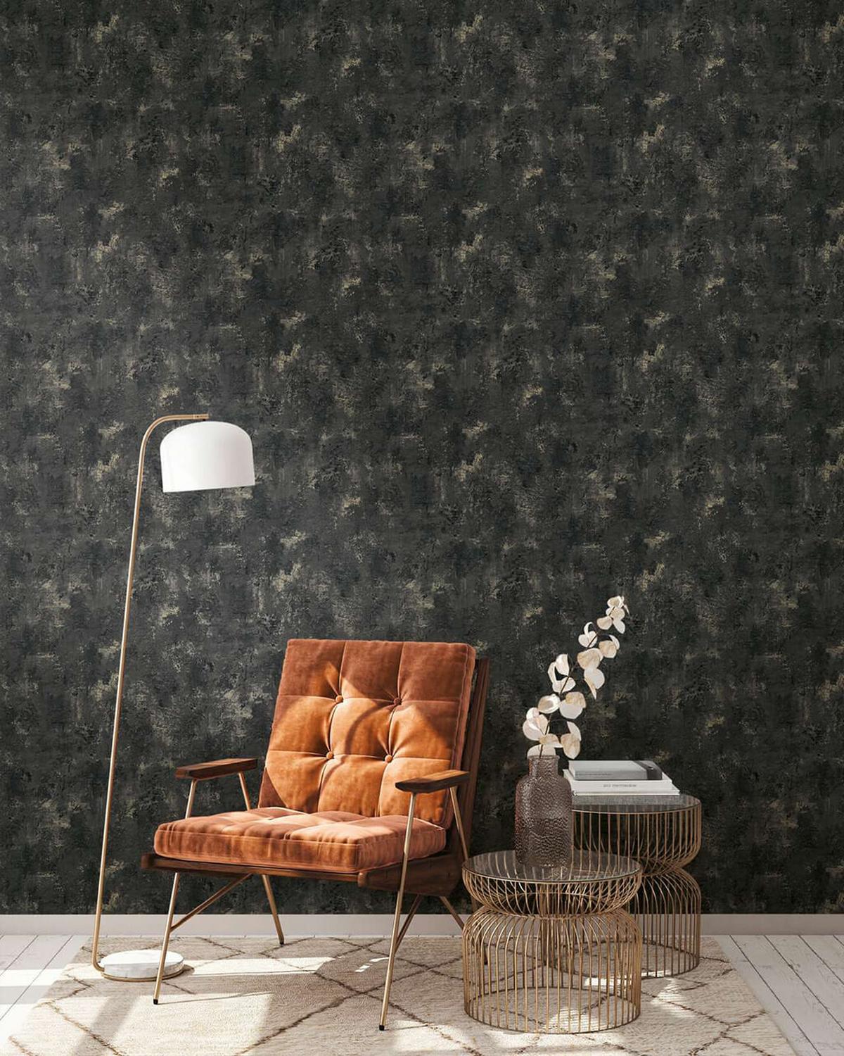 VLIESTAPETE Schwarz 53/1005 cm - Schwarz, Textil (53/1cm) - KUNSTLOFT