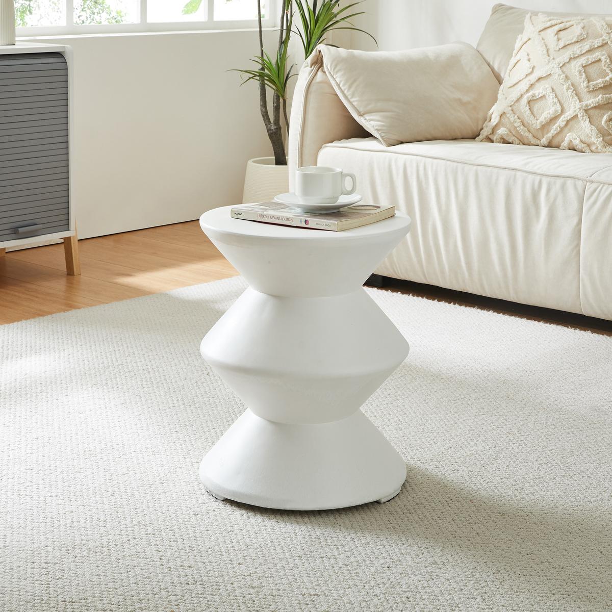 BEISTELLTISCH Kyppeslo - Weiß, Stein (36.5/36.5/47cm) - [en.casa]