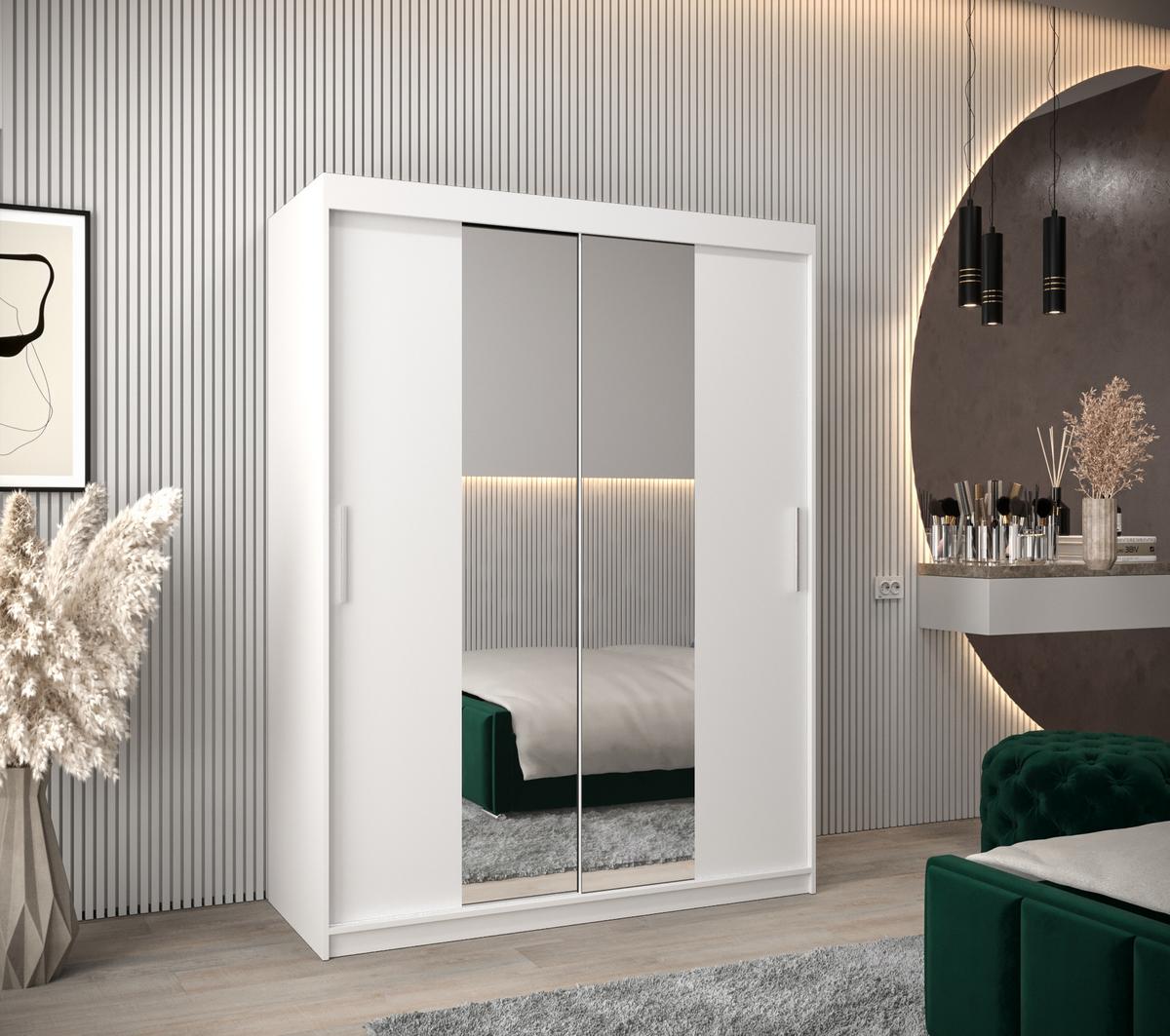 SCHIEBETÜRENSCHRANK mit Spiegel TOKYO 1 200/150/62 2-türig - Silberfarben/Weiß, Holz/Kunststoff (150/200/62cm) - MÖBEL KRYSPOL