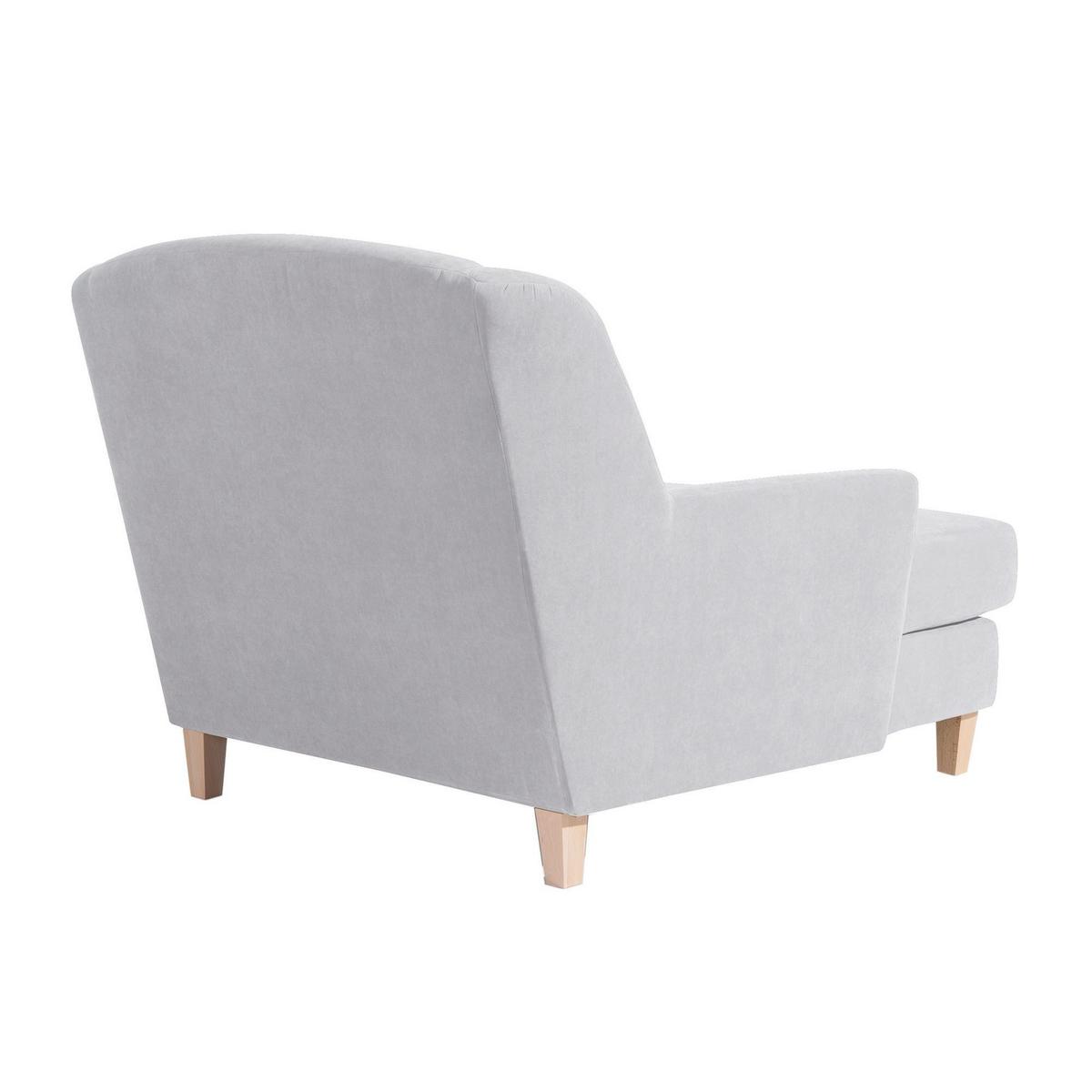 SESSEL XXL Karil Bezug Veloursstoff Buche natur / silber - Grau, Kunststoff (136/107/142cm) - 58aufmkessel