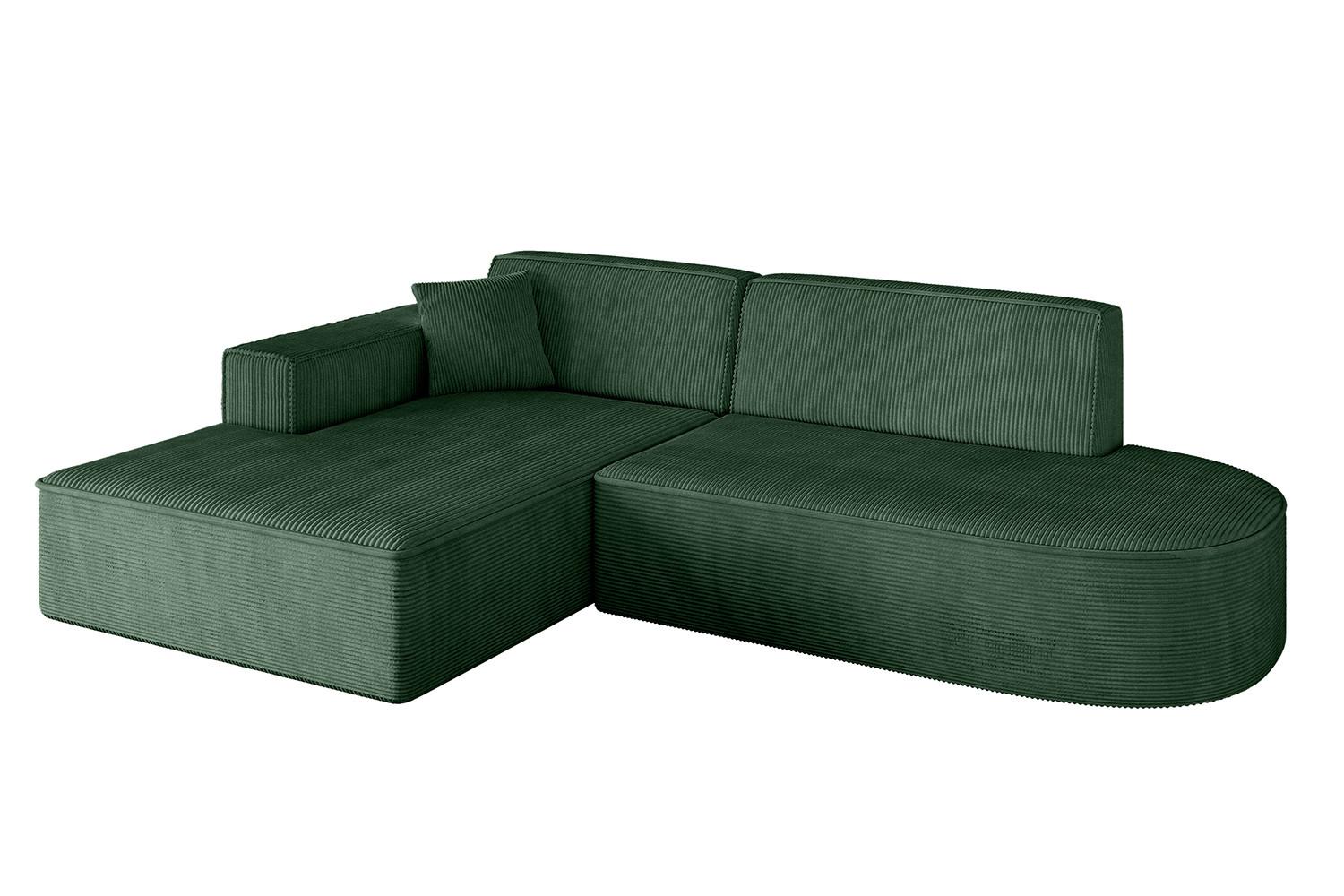 ECKSOFA Ottomane Links IREA-L1-v4 - 232x165x77 cm Grün - Currygelb, Holzwerkstoff/Textil (232/165cm) - ALTDECOR