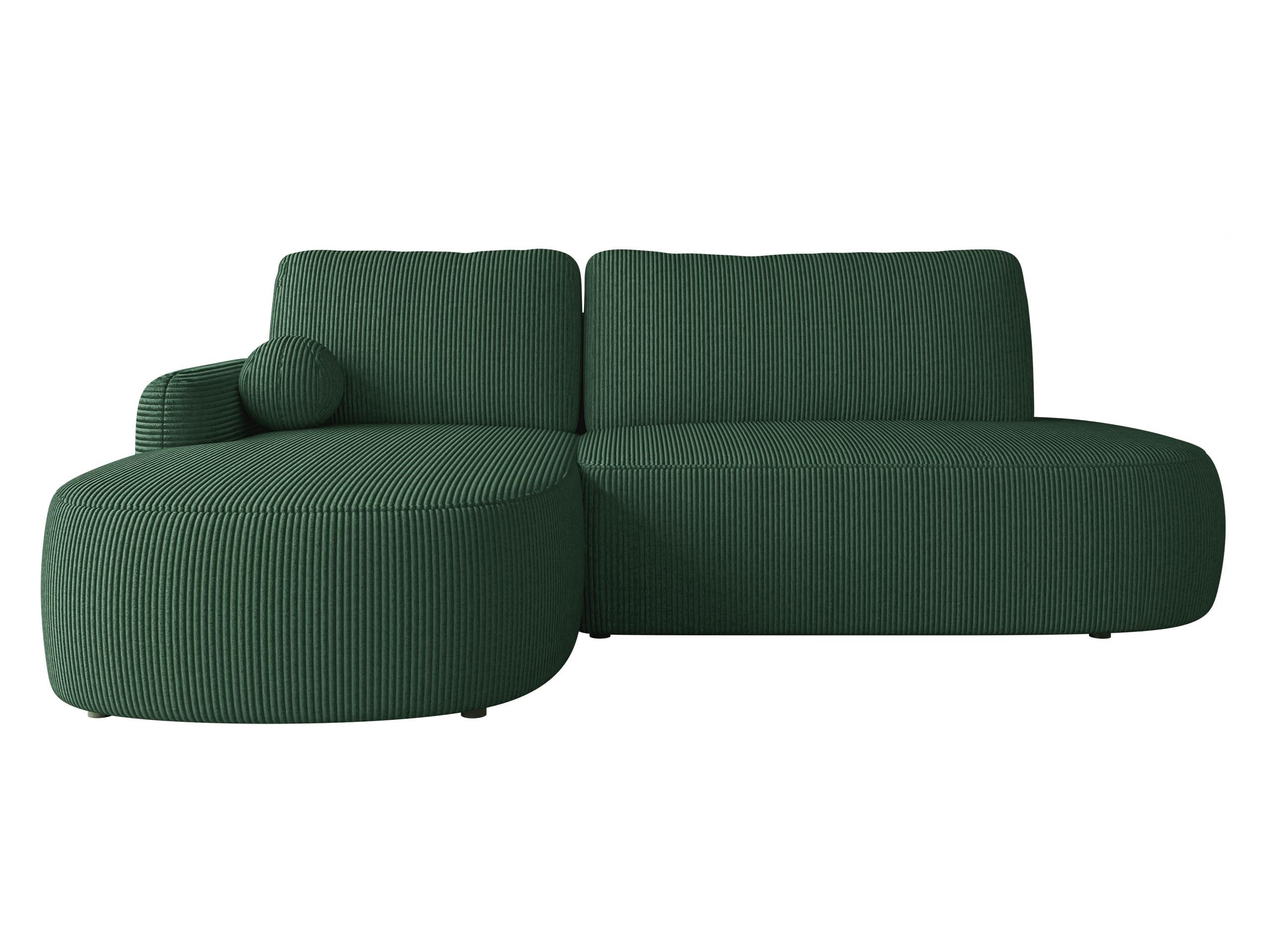 ECKSOFA Loridu O Cord, Seite: Links - Dunkelgrün/Schwarz, Holz/Kunststoff (274/174cm) - MIRJAN24