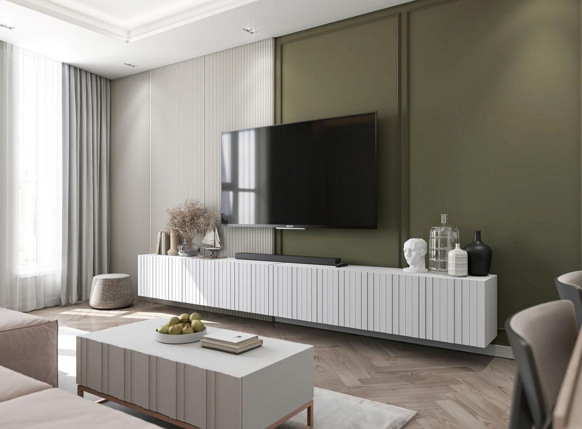 TV-SCHRANK Elpis Weiß Matt Glamour 150 cm - Weiß, Holzwerkstoff (150/37.5/36.5cm) - Meble Lindner