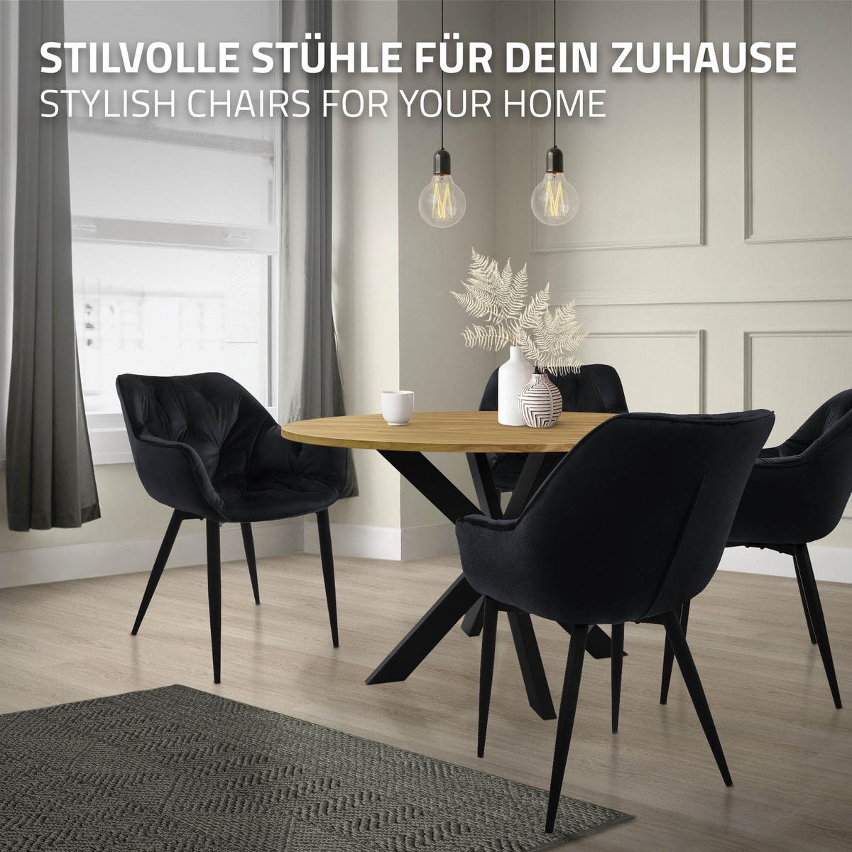 ESSZIMMERSTÜHLE 4er Set Anthrazit Samt - Schwarz, Metall (67/83/59cm) - ML-DESIGN