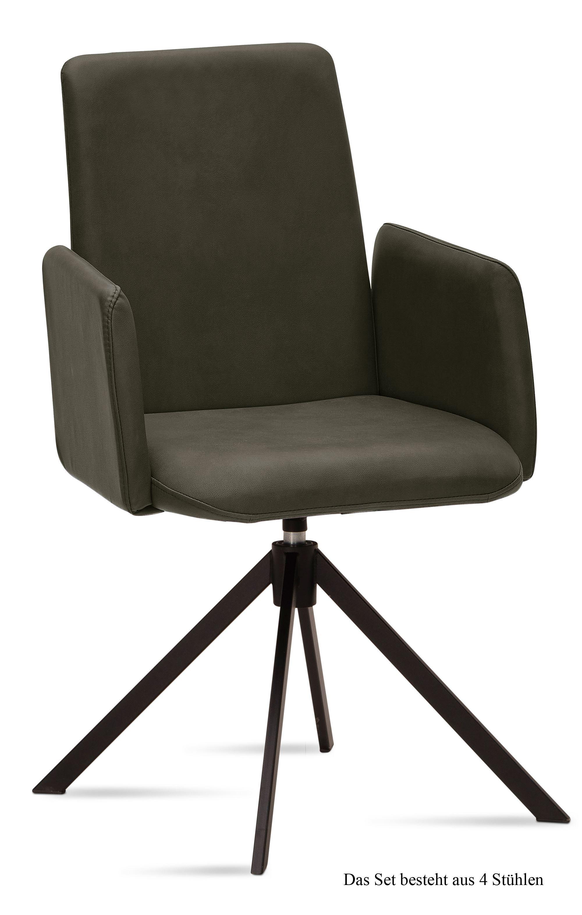ARMLEHNSTUHL drehbar (4er-Set) Deasia 52x92x60 Schwarz/Khaki - Dunkelgrün/Schwarz, Kunststoff (60/92/52cm) - 58aufmkessel