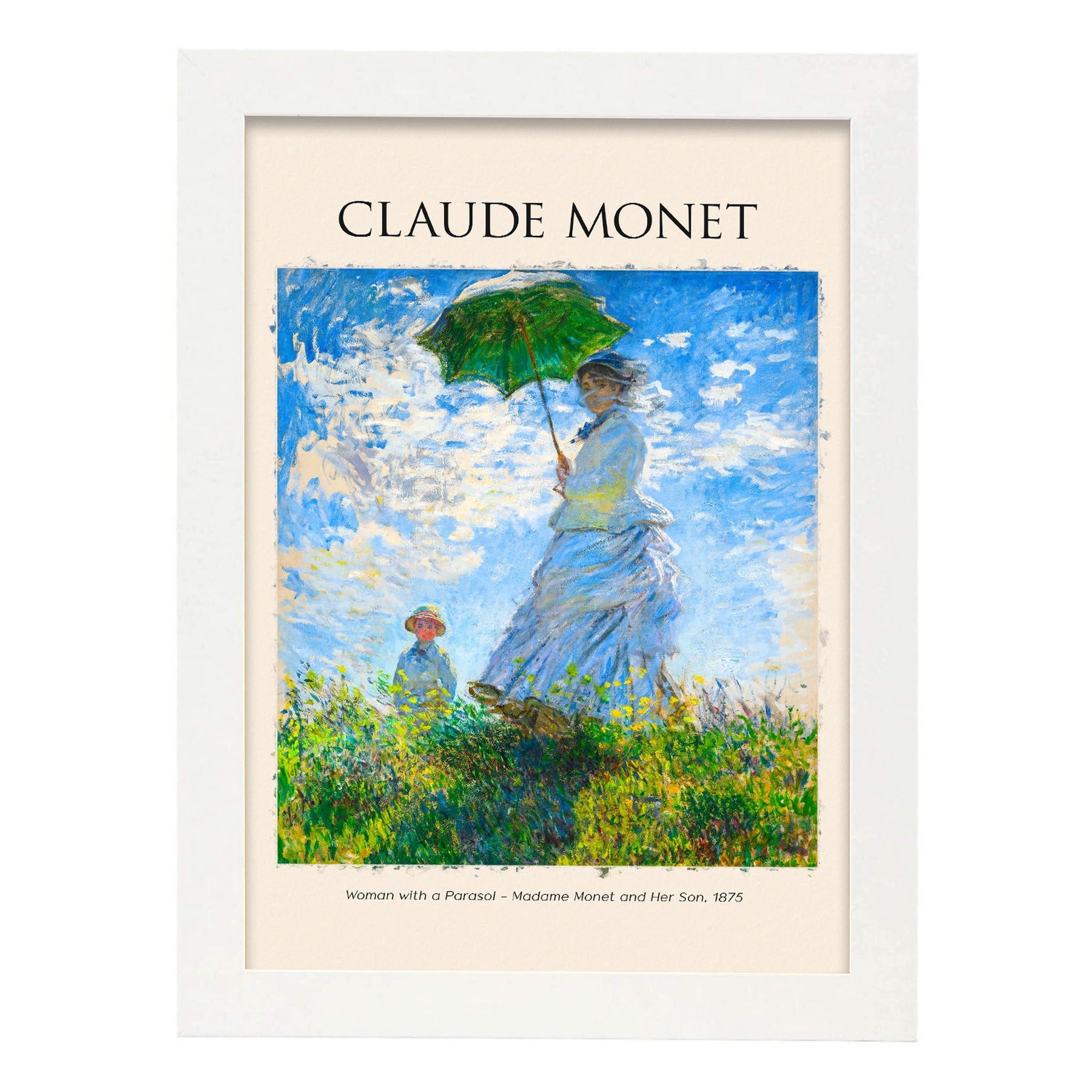 POSTER Frau Mit Regenschirm A4 Weißer Rahmen - Weiß, Papier (29.7/5/21cm) - Nacnic