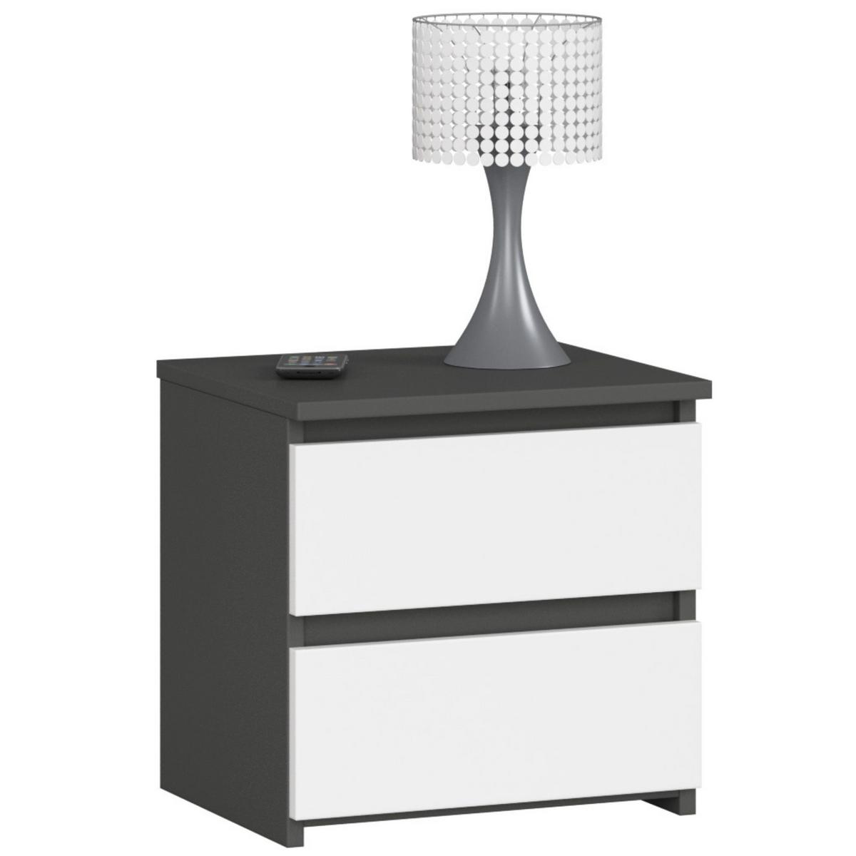 NACHTTISCH Graphit Grau, Weiß 40/40/35 - Weiß, Holzwerkstoff (40/40/35cm) - RAUMHIRSCH FURNITURE