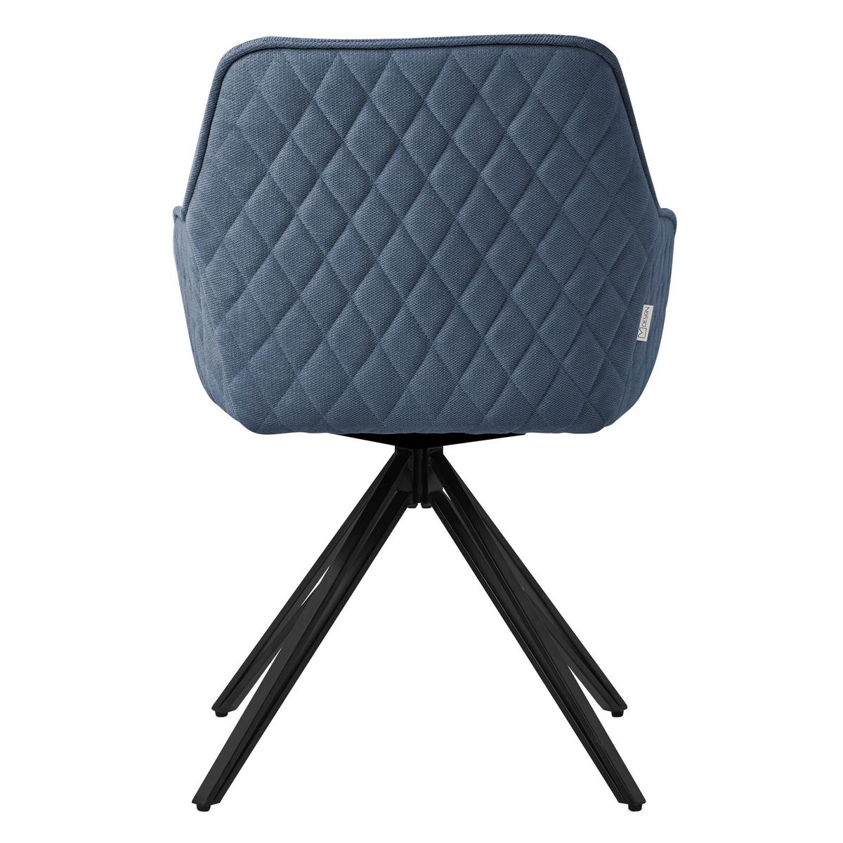 ESSZIMMERSTUHL 4er Set drehbar Blau Webstoff - Blau/Schwarz, Textil/Metall (61/84.5/57cm) - ML-DESIGN